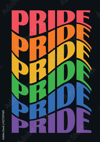 Pride retro vintage rainbow text effect. Pride lgbt typography design. Pride day conceot. Vector stock