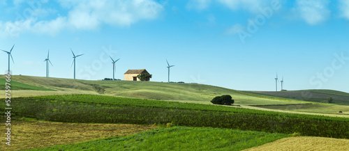 Campo verde con pale eoliche energia alternativa photo