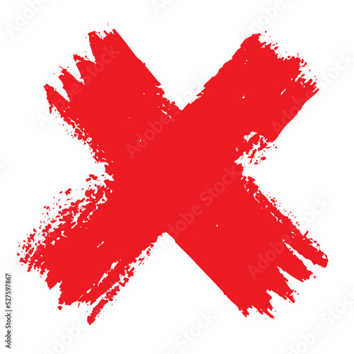 red painted cross symbol icon on white background