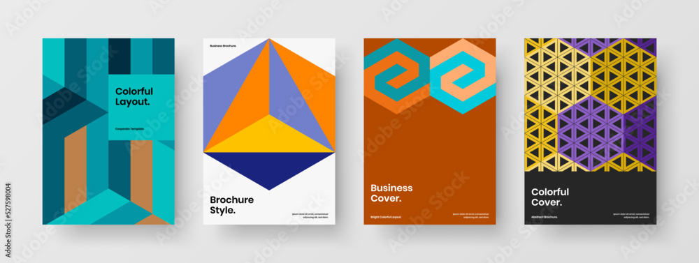 Creative banner A4 vector design concept set. Amazing geometric hexagons corporate identity illustration composition.