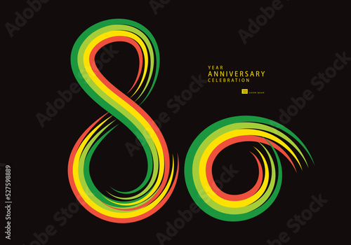 80 years anniversary celebration logotype colorful line vector, 80th birthday logo, 80 number design, Banner template, logo number elements for invitation card, poster, t-shirt.