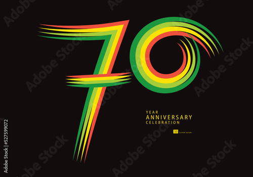 70 years anniversary celebration logotype colorful line vector, 70th birthday logo, 70 number design, Banner template, logo number elements for invitation card, poster, t-shirt.