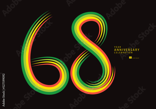 68 years anniversary celebration logotype colorful line vector  68th birthday logo  68 number design  Banner template  logo number elements for invitation card  poster  t-shirt.