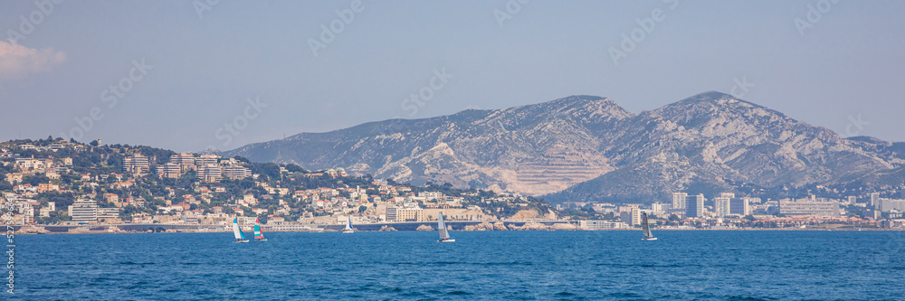 Panoramic view of Marseille and the Mediterranean sea 