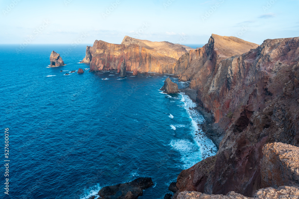 Landscape of Ponta de Sao Lourenco on the coast of rock formations in summer, Madeira Landscape of Ponta de Sao Lourenco on the coast of rock formations in summer, Madeira
