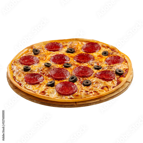 png Isolated pepperoni pizza with salami and olives