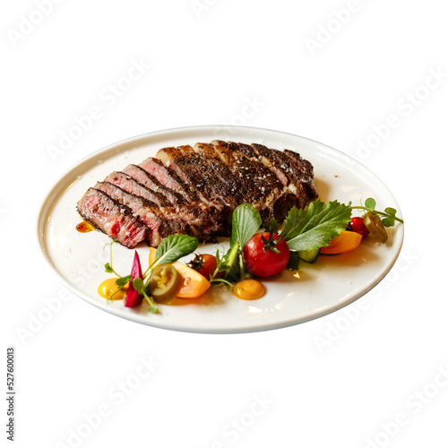 Isolated plate of roast beef with vegetables png