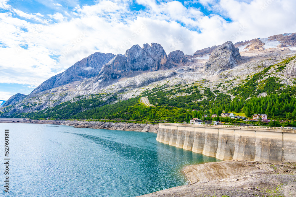 Dam of Lago di Fedaia and Marmolada