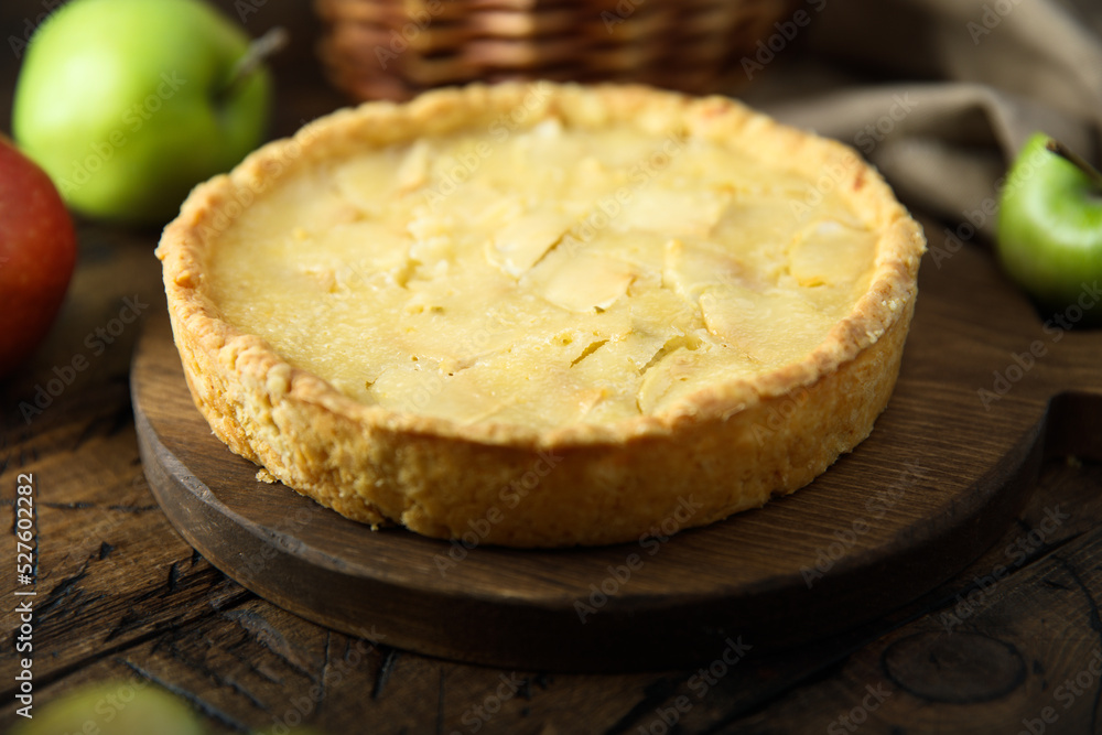 Traditional homemade apple pie with vanilla cream Traditional homemade apple pie with vanilla cream