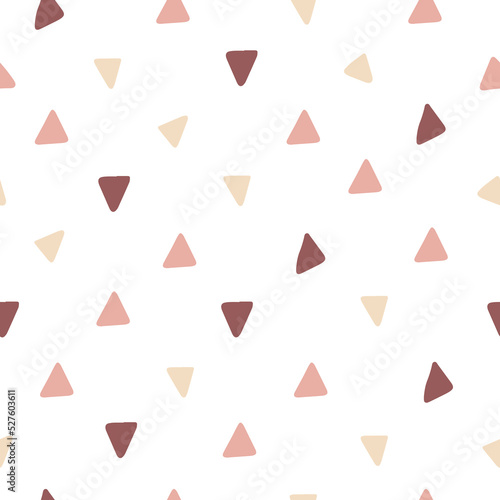Seamless pattern with decorative triangles in pastel colors. Vector illustration for textile.
