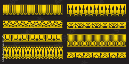 Decorative seamless borders vintage geometric design elements set