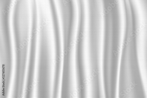 White silk fabric. Texture of folds on canvas. Satin smooth background. Luxury soft cloth. Material design for print. Creased textile. Silky draped curtain. Cloth sheet ripple. Vector illustration