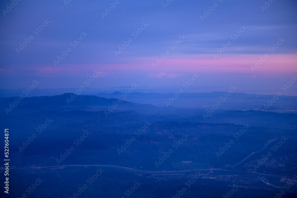 Pink and Blue Sky over western mountains