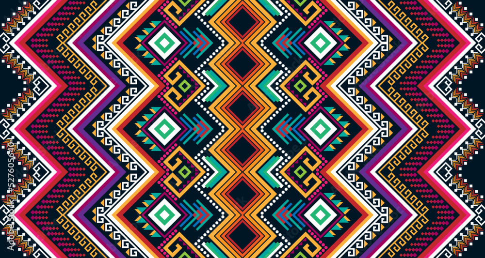 Abstract geometric vertical seamless pattern design indigenous black background EP.23