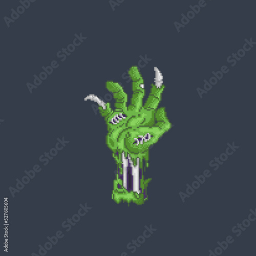 zombie hand in pixel art style