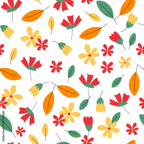 Seamless pattern with acorns and autumn oak leaves in Orange  Beige  Brown and Yellow. Perfect for wallpaper  gift paper  pattern fills  web page background  autumn greeting cards.