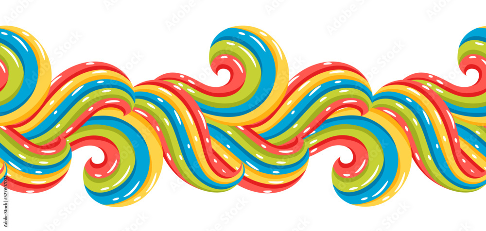 Obraz premium Seamless pattern with wave line curls. Color striped texture.