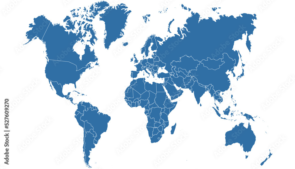 World map. Silhouette map. Color vector modern.	
