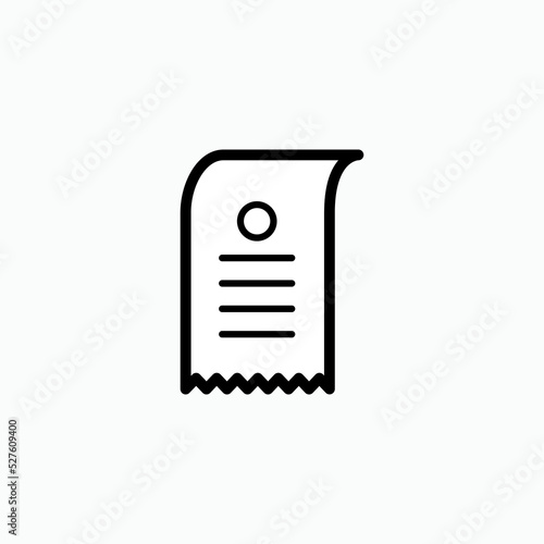 Receipt Slip Print Out Icon - Vector. Presented in Line Art Style.    