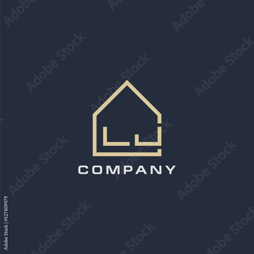 Initial letter LJ real estate logo with simple roof style design ideas