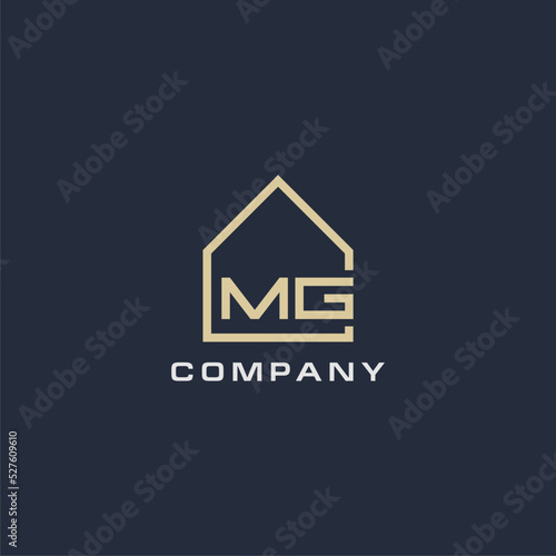 Initial letter MG real estate logo with simple roof style design ideas