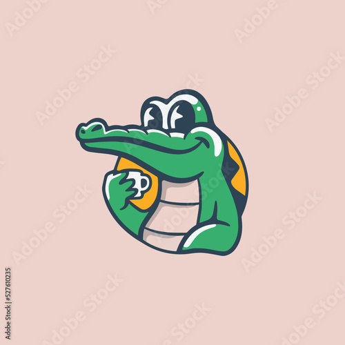 Cute Little Alligator Cafe Cartoon