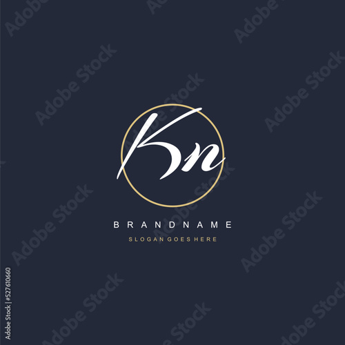 Initial letter KN logo monogram feminine style with circle line design ideas