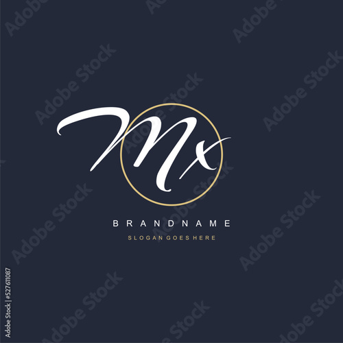 Initial letter MX logo monogram feminine style with circle line design ideas