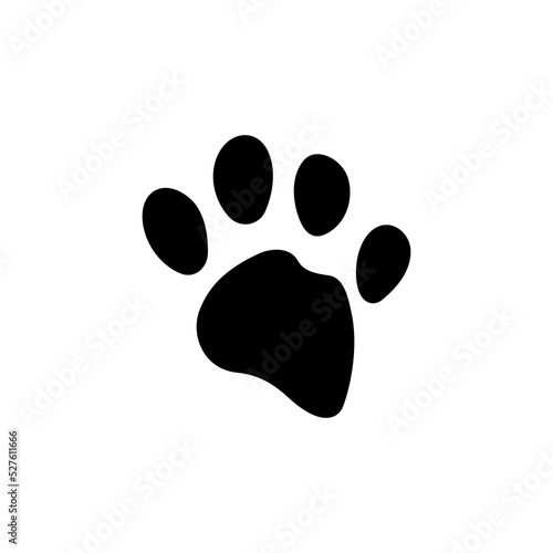 Puppy or kitten pet steps, pawprint tracks isolated black silhouette. Vector, hunting trail of cub wildlife animal. Footsteps on footpath of dog or cat home pet, vet emblem, paw prints mark