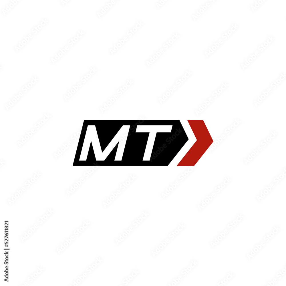 Letter MT logo with simple right arrow design ideas Stock-Vektorgrafik ...