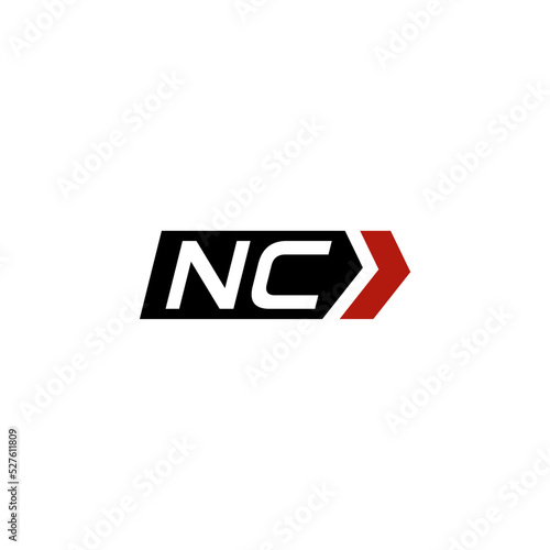 Letter NC logo with simple right arrow design ideas