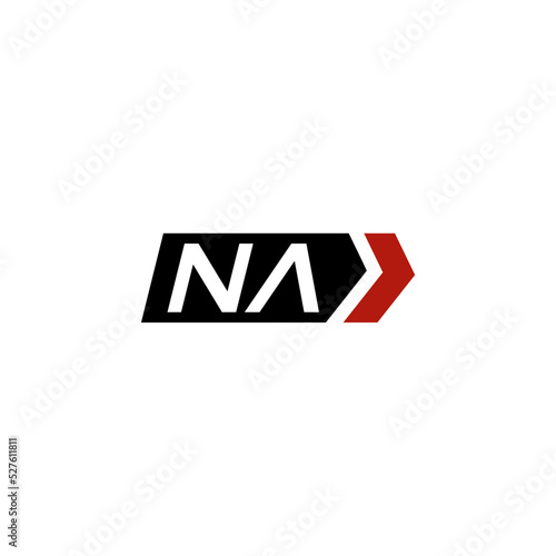 Letter NA logo with simple right arrow design ideas
