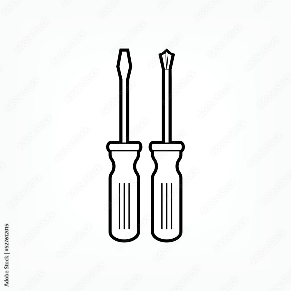 Screwdriver Icon. Repair Tool Symbol in Line Art Style - Vector. Screwdriver Icon. Repair Tool Symbol in Line Art Style - Vector.