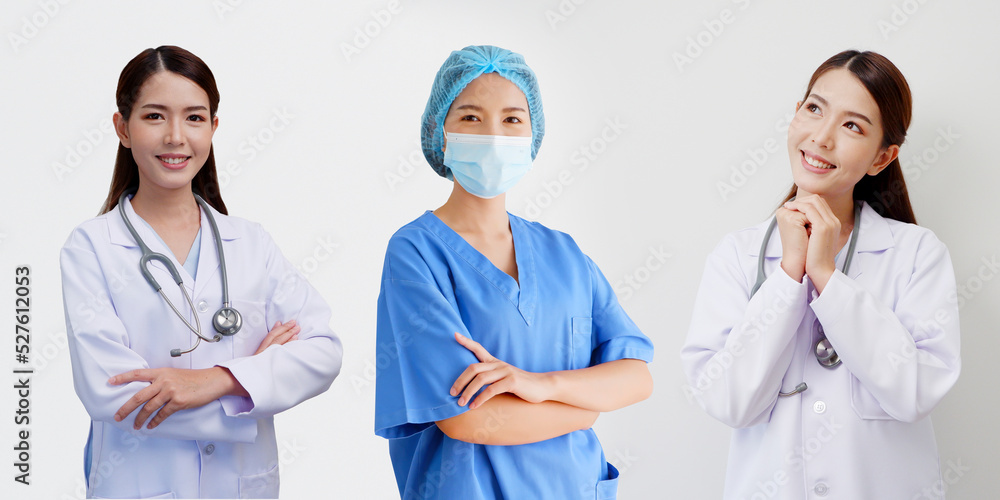 A group of doctors, professional medical personnel who work in a hospital or medical clinic. medical personnel service concept on white background. A group of doctors, professional medical personnel who work in a hospital or medical clinic. medical personnel service concept on white background.