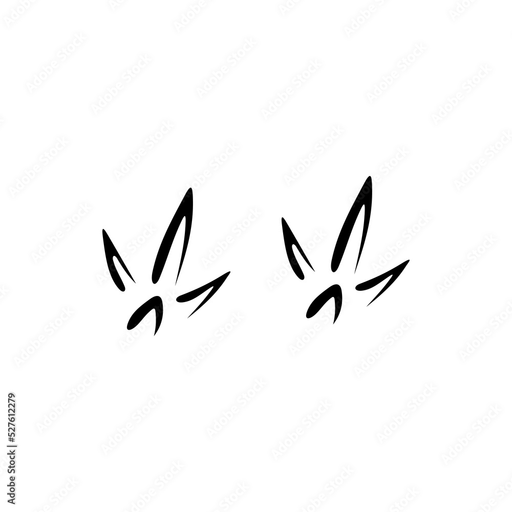 Crane, turkey or chicken steps, footprint traces of livestock bird isolated black silhouette icon. Vector bird animal foot print, sparrow fowl foot marks. Crow or raven, crane pigeon dirty tracks