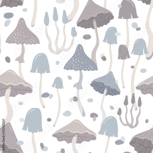 cute different mushrooms with Toadstool. seamless pattern
