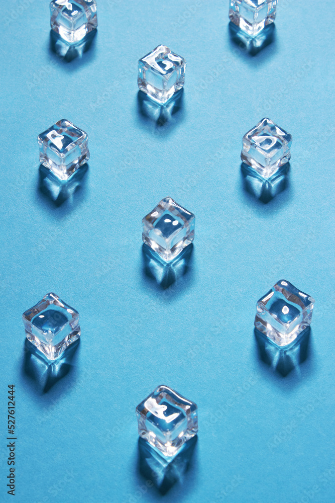 Ice cubes on blue Ice cubes on blue