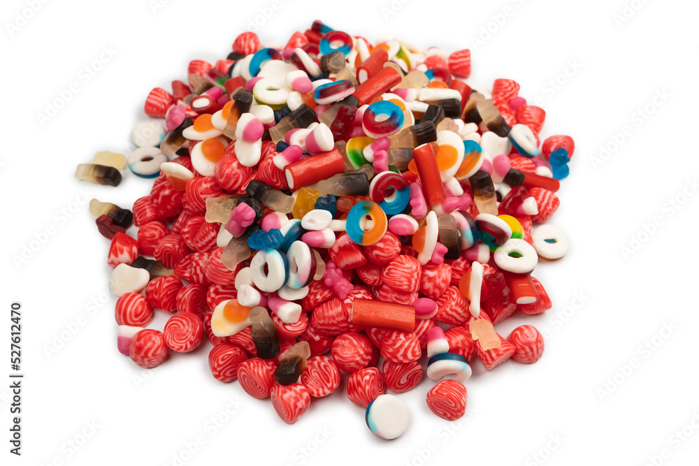 Tasty mix of jelly colorful candies isolated on a white background. Tasty mix of jelly colorful candies isolated on a white background.