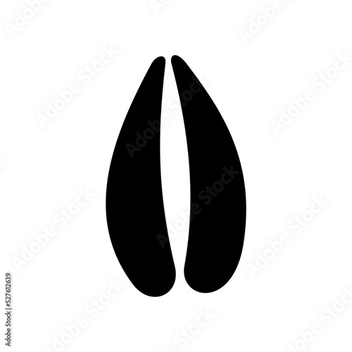Wild stag mammal footsteps, trace after walk on ground isolated black silhouette. Vector deer or moose animal foot prints. Reindeer or elk hooves tracks, wildlife animal hunting sport emblem