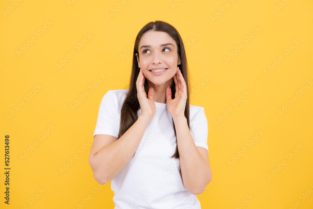 Happy smiling woman portrait. Attractive young pretty cheerful girl in casual clothing feeling happy and carefree, isolated background. Happy smiling woman portrait. Attractive young pretty cheerful girl in casual clothing feeling happy and carefree, isolated background.