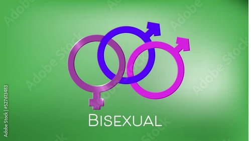 Animation of bisexual text over bisexual symbol photo