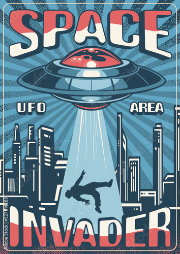 Картината върху платно Space invader vintage colorful flyer