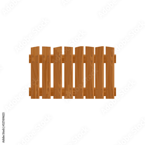 Fence rural country timber of hardwood garden slats, parallel farming boundary pickets isolated cartoon icon. Vector home security protection, outdoor barrier of timber plank panels, wooden fencing