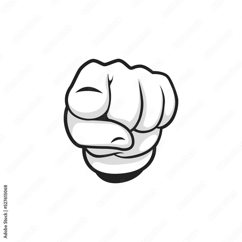 Pointing forefinger isolated hand in glove, comic arm gesture. Vector arm showing toward or forward direction, choose or choice sign. Hand indicate pointer, right hand with index finger pointer Pointing forefinger isolated hand in glove, comic arm gesture. Vector arm showing toward or forward direction, choose or choice sign. Hand indicate pointer, right hand with index finger pointer