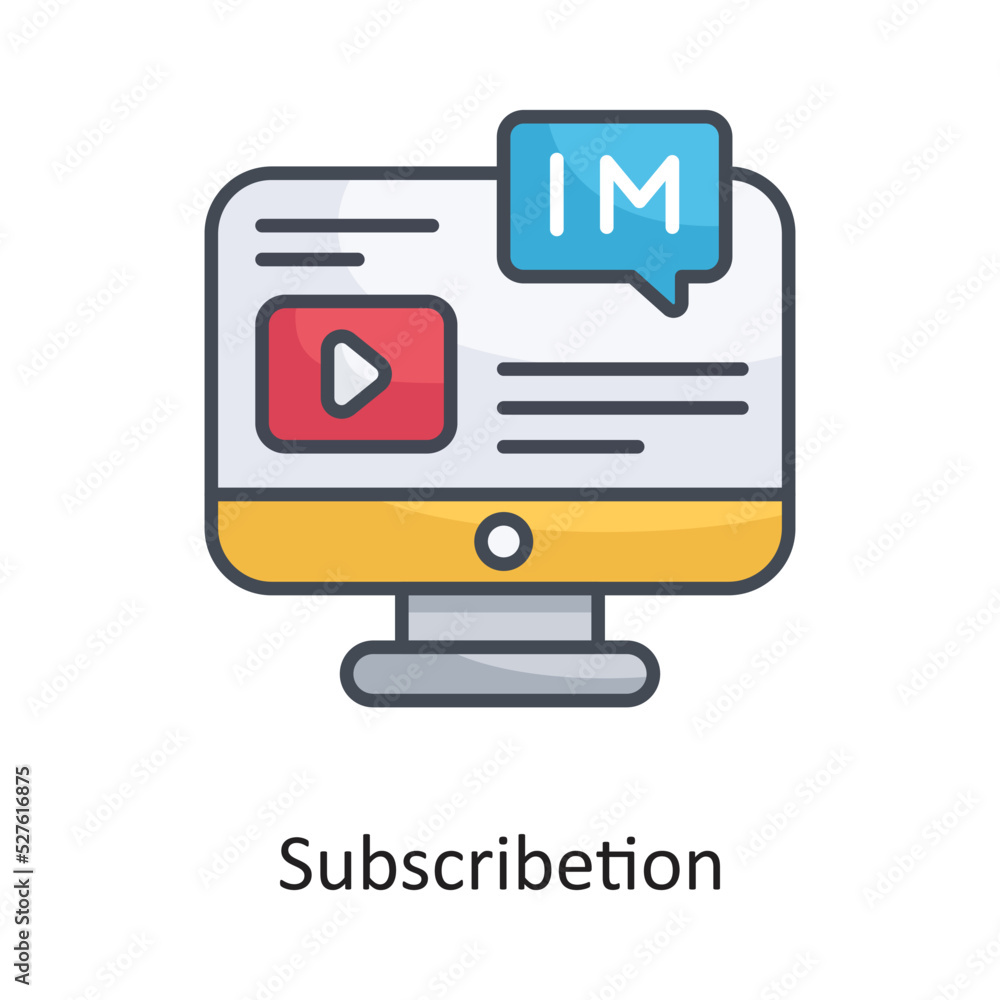 Subscription Filled Outline Vector Icon Design illustration on White background. EPS 10 File Subscription Filled Outline Vector Icon Design illustration on White background. EPS 10 File