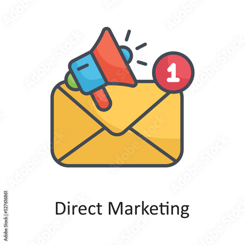 direct marketing Filled Outline Vector Icon Design illustration on White background. EPS 10 File