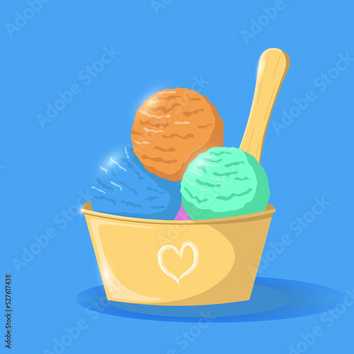 Colorful Eco Ice Cream in paper cup
