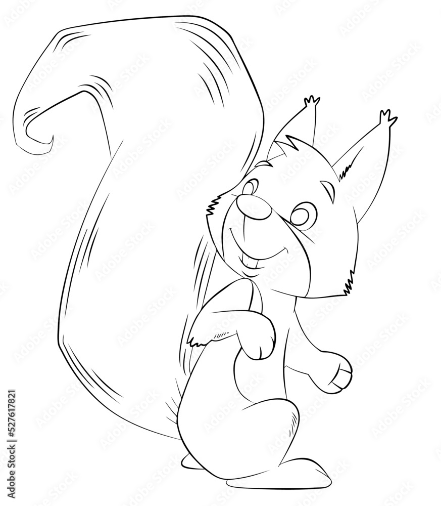 Obraz premium Squirrel. Element for coloring page. Cartoon style.