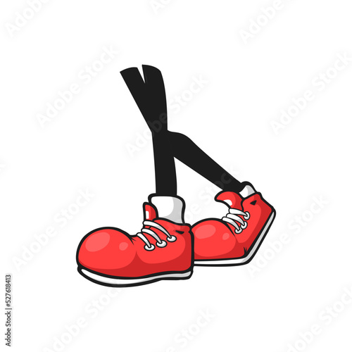 Human comic foots, walking legs in red shoes with laces isolated limbs in red sport boots, flat cartoon icon. Vector cut legs in sportive footwear, casual modern teenager skaters, sneakers or trainers © Vector Tradition
