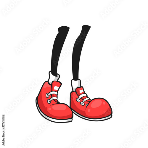 Black legs fashion athletic boots with white rubber toe and laces isolated cartoon limbs. Vector sportive skaters, comic foots of kid character, urban teenager style footwear, funny boots design © Vector Tradition